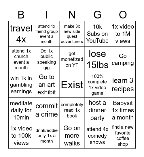 2025 Bingo Card Bingo Card