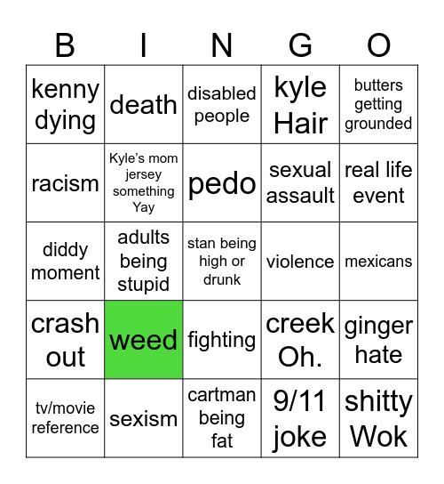 south park Bingo Card