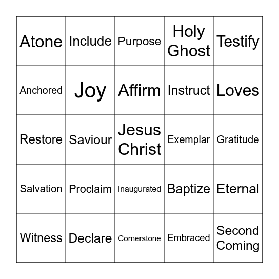 Proclamation Bingo Card