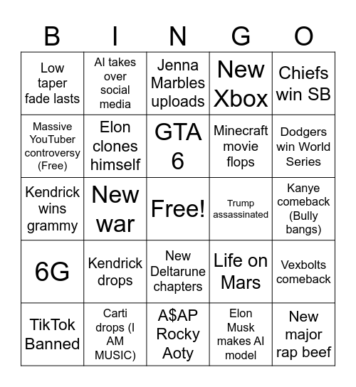 2025 Bingo Card