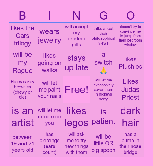 Are You My Type?? Bingo Card