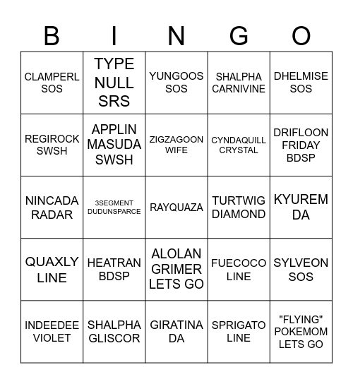 SHINY HUNT Bingo Card