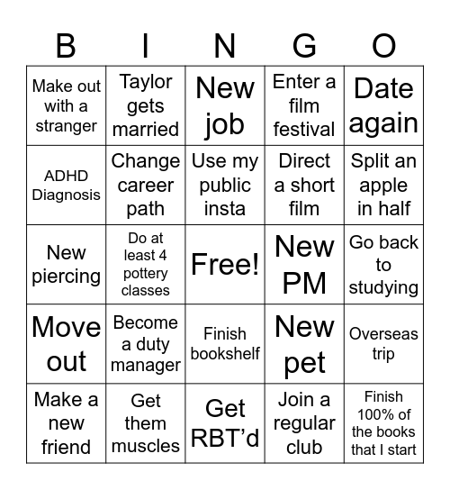 2025 Bingo Card