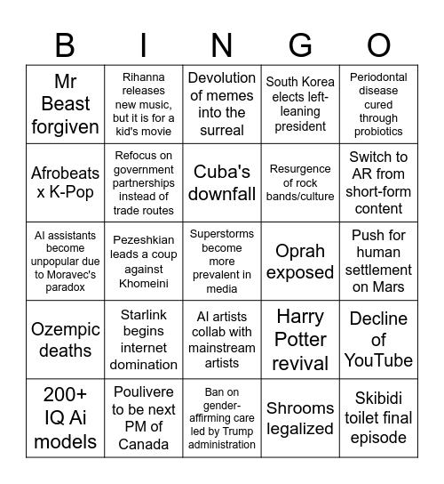 2025 BINGO Card