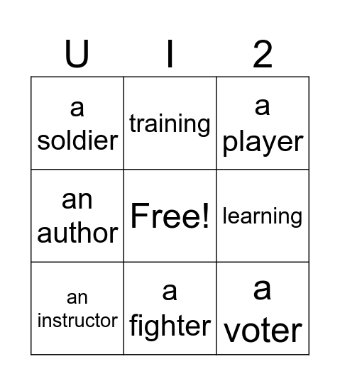 Unit 2 part 1 Bingo Card