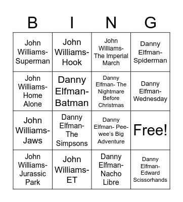 Radio Bingo Composer Battle Bingo Card
