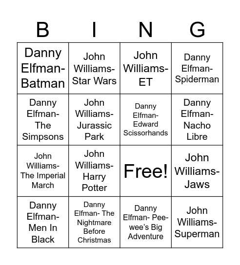 Radio Bingo Composer Battle Bingo Card