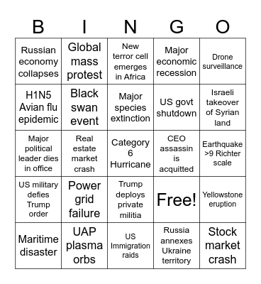 MH 2025 Predictions Bingo Card