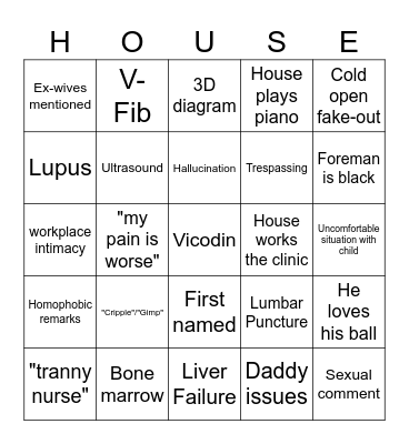 House Bingo Card
