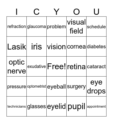 I  C  YOU Bingo Card