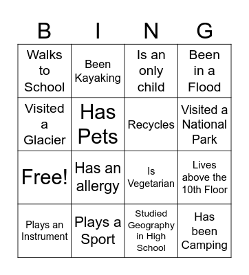 Water Bingo Card