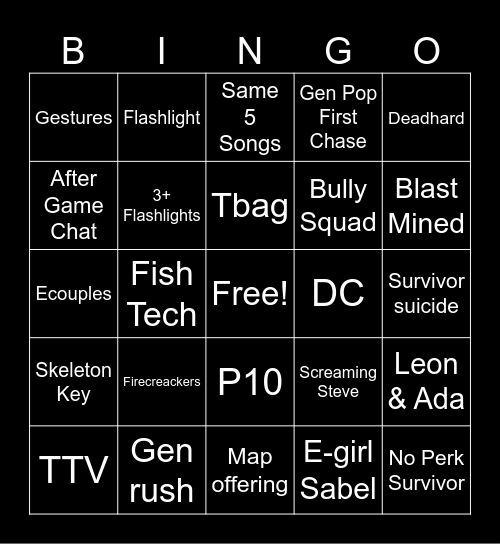 DBD BINGO Card