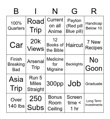 2025 Binger Bingo Card