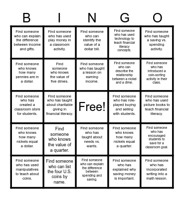 "Find Someone Who" Bingo Card