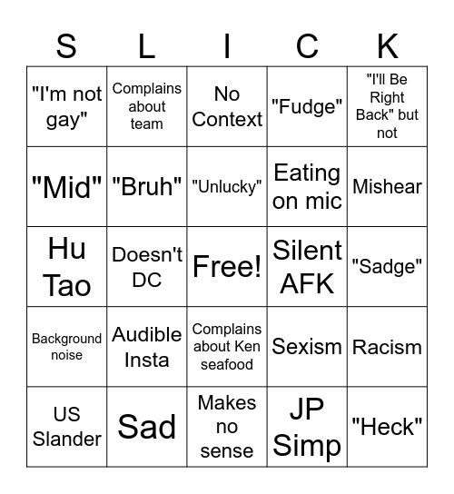 Kentstar Bingo Card