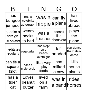 People Bingo Card