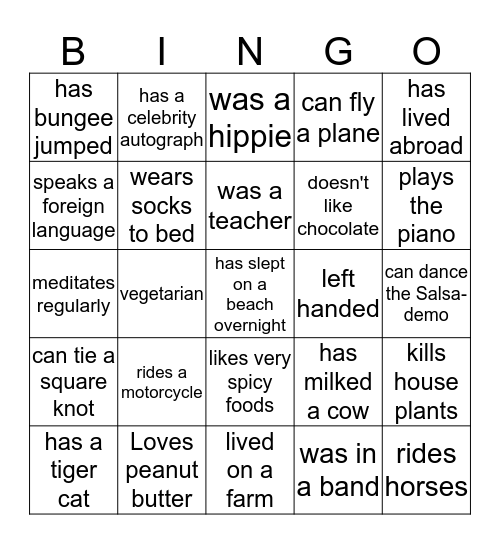 People Bingo Card