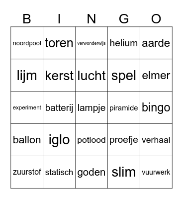 Bingo Groep 2/3/4 Bingo Card