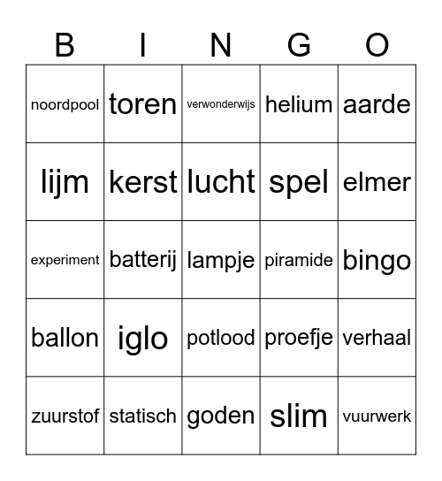 Bingo Groep 2/3/4 Bingo Card