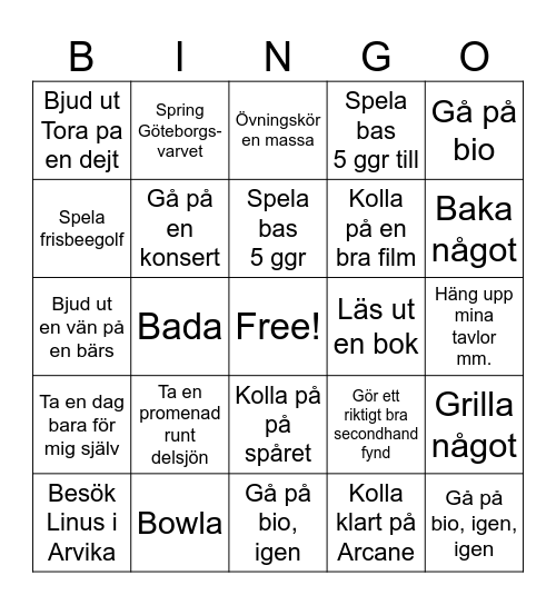 Nyårslöftesbingo Card