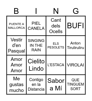 BINGO MUSICAL Bingo Card