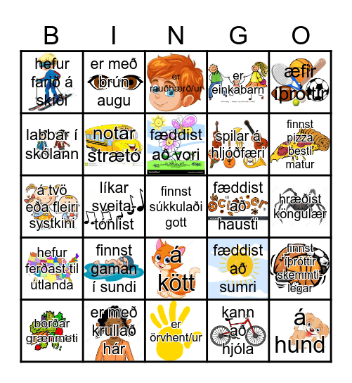 Kynnumst hvert öðru Bingo Card