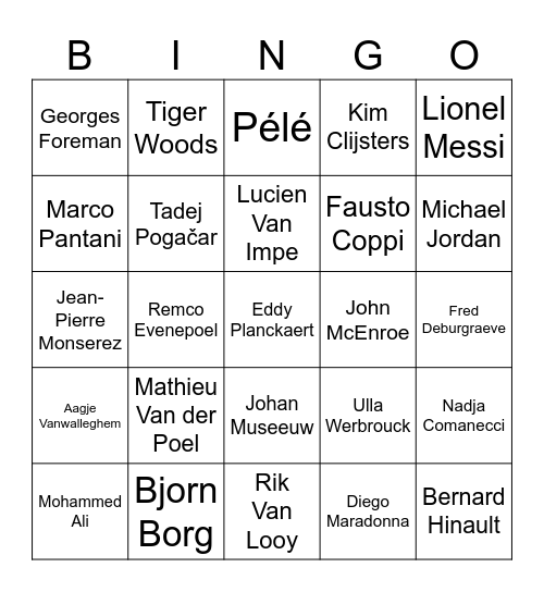 Sportfiguren Bingo Card