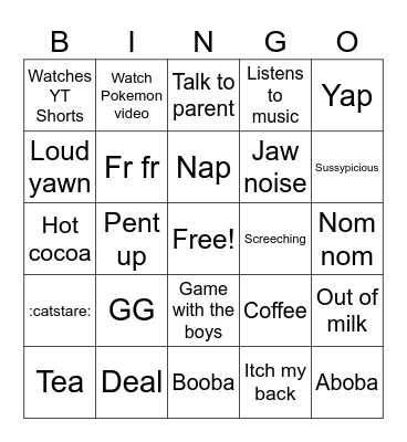 BF Bingo Card