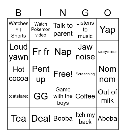 BF Bingo Card