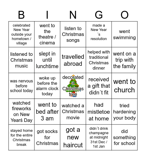 Winter Break Ice-Breaker Bingo Card