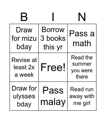 New year bingo Card