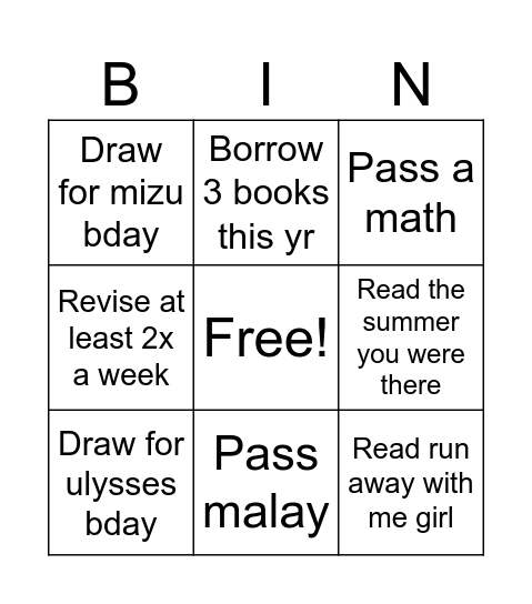 New year bingo Card