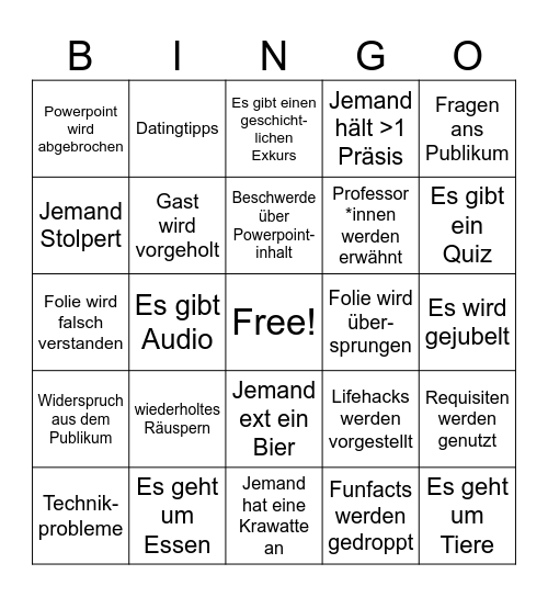 Powerpoint Karaoke Bingo Card