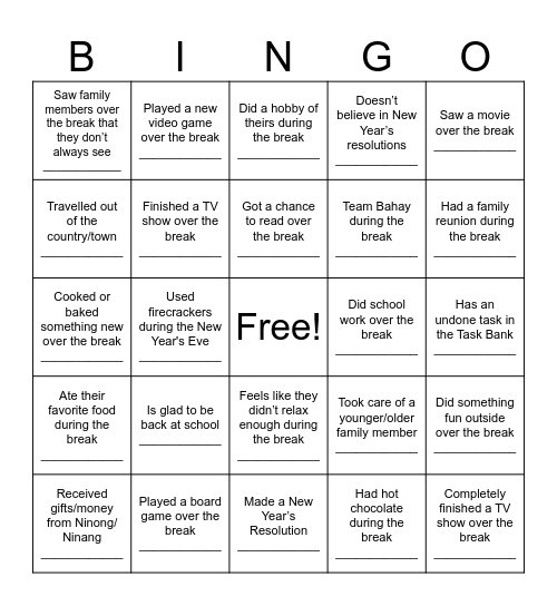 2025 BINGO Card