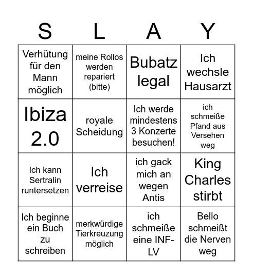 Tamaras 2025 Bingo Card