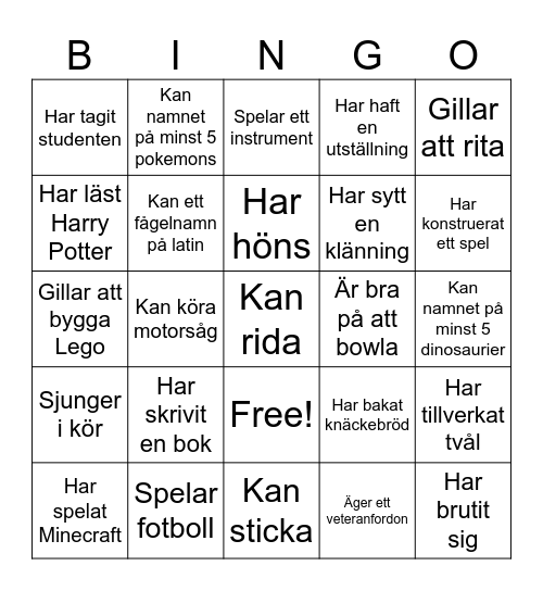 Ingrids Student 2025 Bingo Card