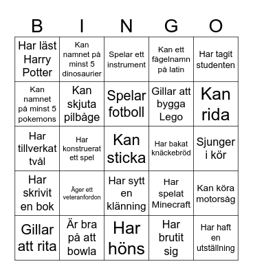 Ingrids Student 2025 Bingo Card
