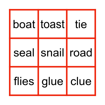 Vowel diagraph bingo Card