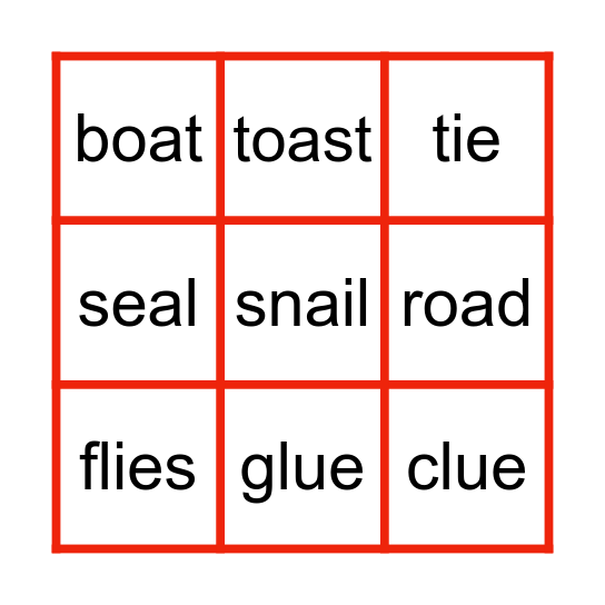 Vowel diagraph bingo Card