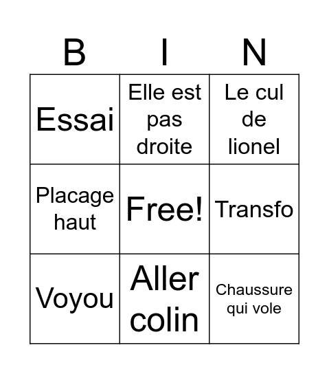Crig Bingo Card