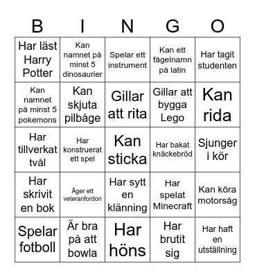 Hitta någon som.... Bingo Card