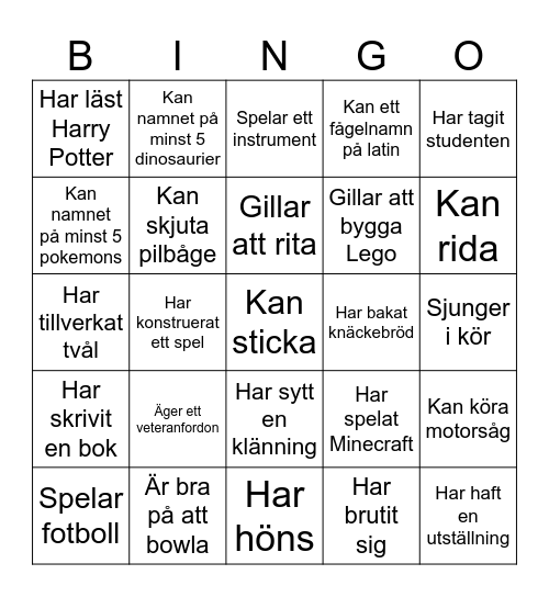 Hitta någon som.... Bingo Card