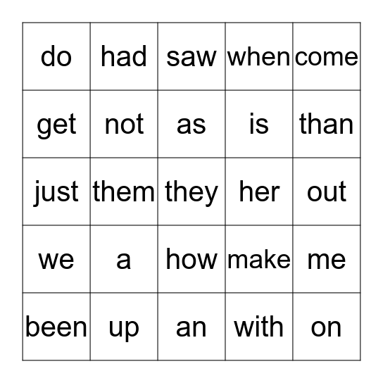 SITE WORDS Bingo Card