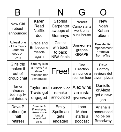 2025 Bingo Card