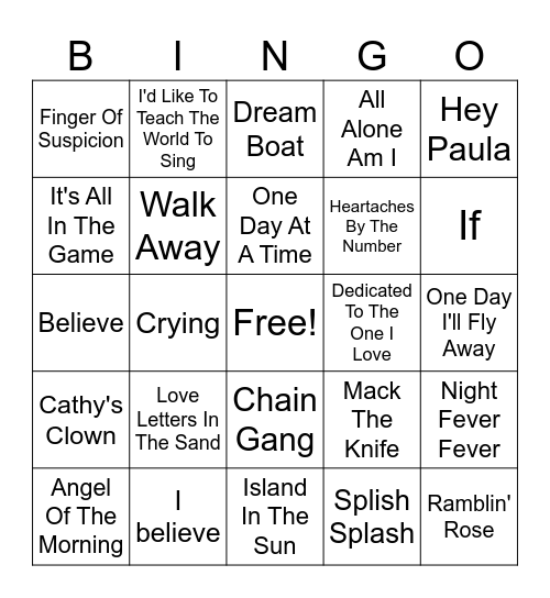 newberry musical Bingo Card