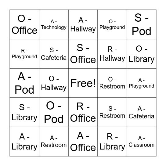 Spring Creek S.O.A.R. Matrix Bingo Card