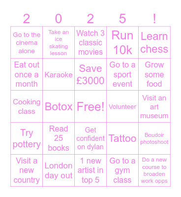 New year, New me! Bingo Card
