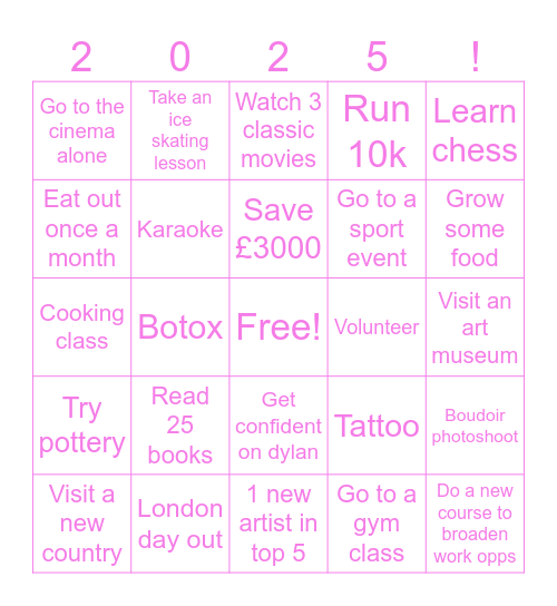 New year, New me! Bingo Card
