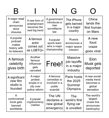 2025 Bingo Card