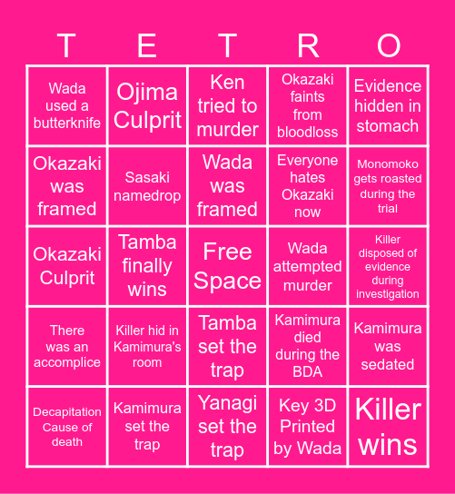 Third Trial Bingo Card